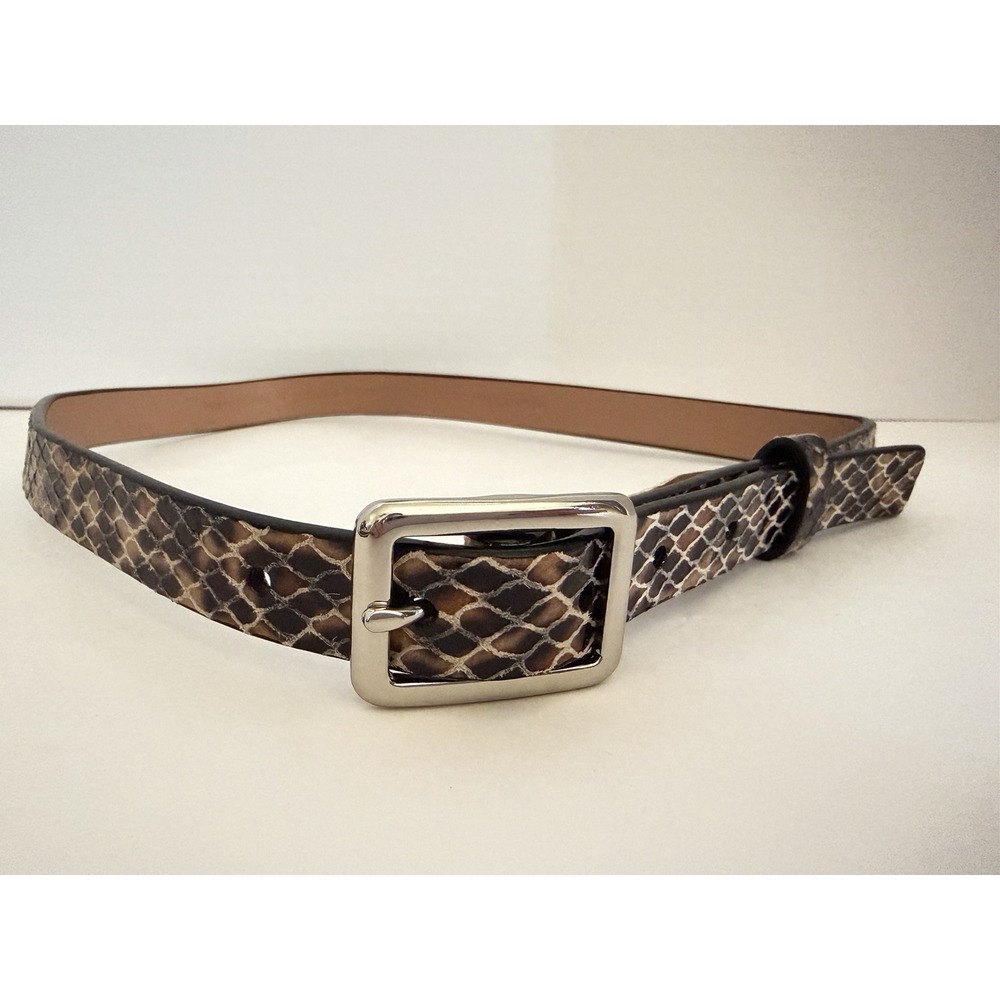 Via Spiga Italy Genuine Leather Snake Embossed  Skinny Beige Belt M